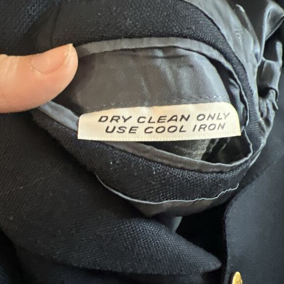 Vintage Lanvin men’s Navy Blue Two Button Blazer Jacket military gold - Picture 13 of 13